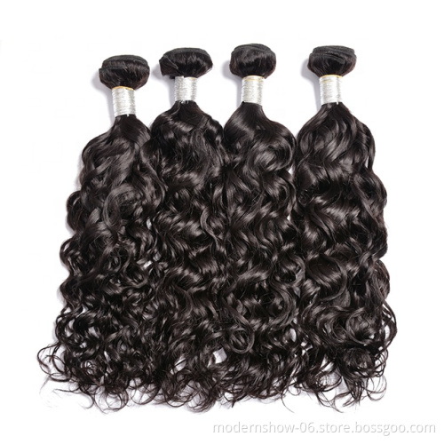 Wet and wavy virgin brazilian human hair bundles,water wave mink bundle hair with lace closure